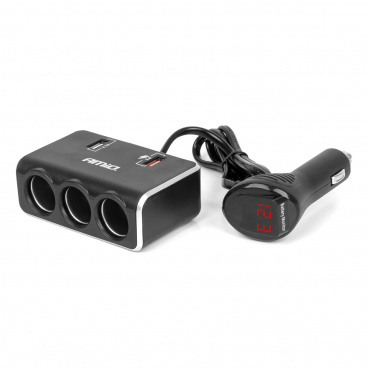 Zigarettenanzünder-Verteiler mit Ladegerät 2x USB-A QC3.0 12V 24V 120W 80cm AMIO-04364