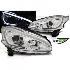 Peugeot 208 04.2012-06.2015 Tube Light, verchromte klare Frontleuchten