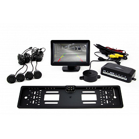 Parksystem mit TFT 11 cm Kamera + 4 schwarzen Sensoren