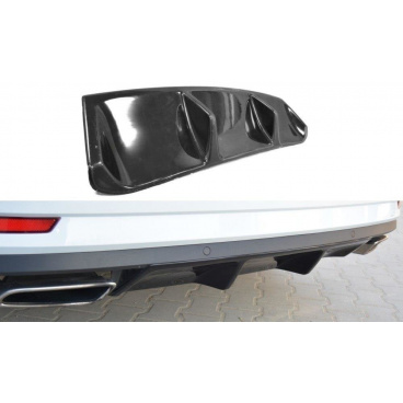 Heckstoßstangeneinsatz für Skoda Superb Mk3, Maxton Design (glänzender schwarzer ABS-Kunststoff)