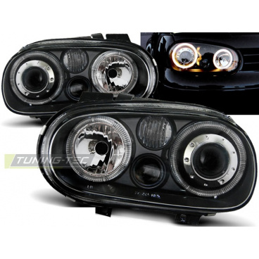 VW Golf 4 09.97-09.03 klare Frontleuchten Angel Eyes schwarz