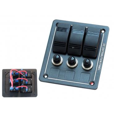 ALU Panel 12V / 24V (3 wasserdichte Schalter mit IP68-Zertifikat)