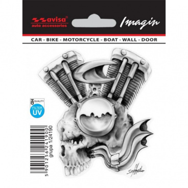 Aufkleber - Motor mit Totenkopf