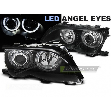 BMW E46 09.2001-03.2005 Limousine/Touring Angel Eyes LED-Frontscheinwerfer in Schwarz, klar
