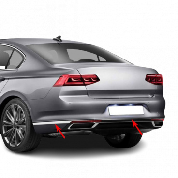 Edelstahl-Stoßstangen hinten 3 Stück Omtec VW Passat 2019+ Facelift