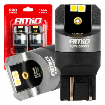 LED-Glühbirnen CANBUS PRO Serie 7443 W21/5W 4x3030 SMD Weiß 12/24V AMIO-03591