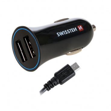 SWISSTEN Stecker mit 2x USB-Ausgang 2,4 A, 12/24V mit Micro-USB-Kabel, 44056 SWISSTEN Stecker mit 2x USB-Ausgang 2,4 A, 12/24V mit Micro-USB-Kabel, 44056