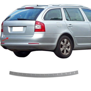 Edelstahl polierte Heckstoßstangenabdeckung OMTEC Škoda Octavia II Facelift Combi 2009-13 Edelstahl polierte Heckstoßstangenabdeckung OMTEC Škoda Octavia II Facelift Combi 2009-13