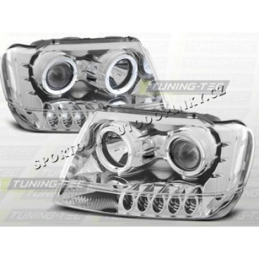 CHRYSLER JEEP GRAND CHEROKEE 1999–05 KLARE VORDERE LICHTER, ANGEL EYES, CHROM
