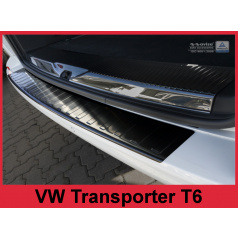 Edelstahlabdeckung - schwarzer Schwellenschutz für die hintere Stoßstange Volkswagen Transporter T6 Furgon 2015-16
