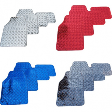 Gummi-Fußmatten Chrom, Rot, Blau, Carbon, 4-tlg Gummi-Fußmatten Chrom, Rot, Blau, Carbon, 4-tlg