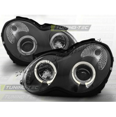 MERCEDES W 203 C-KLASSE 2000-04 FRONT CLEAR LIGHTS ANGEL EYES BLACK