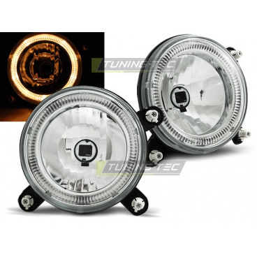 Klare Frontleuchten für VW Golf 1 / Golf 2 in Angel Eyes Chrom Klare Frontleuchten für VW Golf 1 / Golf 2 in Angel Eyes Chrom