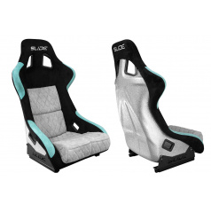 Sportstuhl SLIDE KS2 Premium Schwarz & Mint & Gestepptes Graues Velours Silber Glitzer