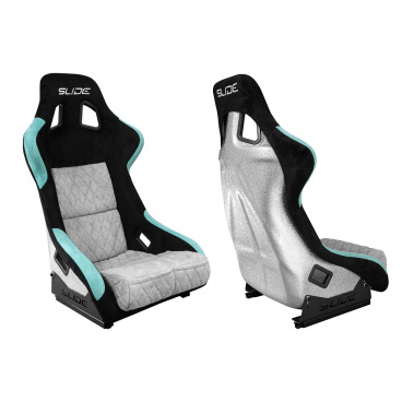 Sportstuhl SLIDE KS2 Premium Schwarz & Mint & Gestepptes Graues Velours Silber Glitzer