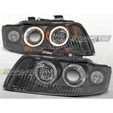 AUDI A4 (B6) 2000-04 FRONT CLEAR LIGHTS ANGEL EYES BLACK AUDI A4 (B6) 2000-04 FRONT CLEAR LIGHTS ANGEL EYES BLACK