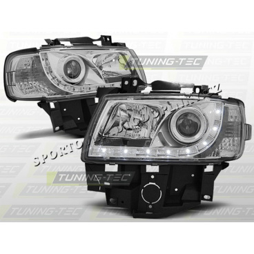 VW T4 CARAVELLE / MULTIVAN 1996–03 FRONT CLEAR LIGHTS DAYLIGHT LED CHROME VW T4 CARAVELLE / MULTIVAN 1996–03 FRONT CLEAR LIGHTS DAYLIGHT LED CHROME