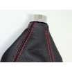Schalthebelmanschette aus Leder in Schwarz/Rot mit Aluminiumring