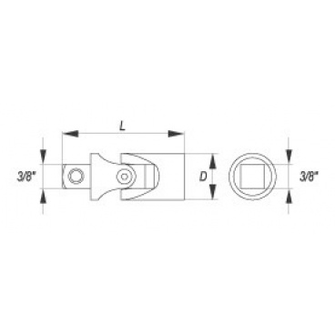 Verlängerung 3/8" Verlängerung 35 mm gelenkig