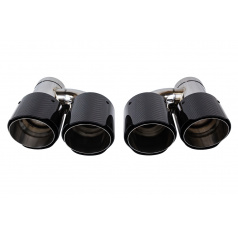 Endstück Schalldämpfer 101mmx2 Eingang 76mm Carbon Glanz Set