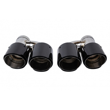 Endstück Schalldämpfer 101mmx2 Eingang 76mm Carbon Glanz Set