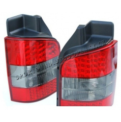 VW T5 (Hecktür mit Scharnier) – LED-Heckleuchten ROT/KLAR