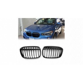 BMW X1 F48 Grill Einzelne Rippe Glänzend Schwarz