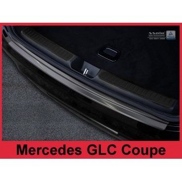 Edelstahlabdeckung - schwarzer Schwellenschutz für die hintere Stoßstange Mercedes GLC Coupé 2016-17