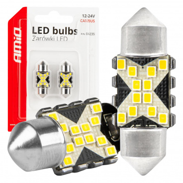LED-Glühbirnen CANBUS 12SMD Festoon C5W 2016 31mm Weiß 12/24V AMiO-04235 LED-Glühbirnen CANBUS 12SMD Festoon C5W 2016 31mm Weiß 12/24V AMiO-04235
