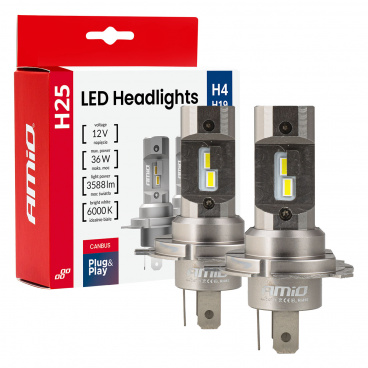 LED-Autolampen Serie H25 CANBUS H4 H19 12V 36W AMIO-04711 LED-Autolampen Serie H25 CANBUS H4 H19 12V 36W AMIO-04711
