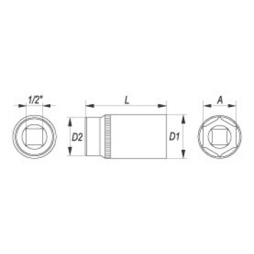 1/2" 18 mm tiefer Innensechskant 1/2" 18 mm tiefer Innensechskant