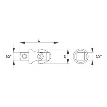 Verlängerung 1/2" Verlängerung 69 mm gelenkig