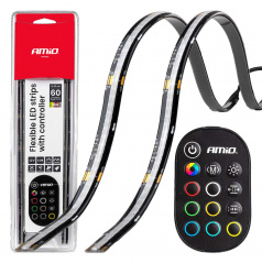 LED-Streifen für Autos, mehrfarbig, Multi-Farbe RGB mit Fernbedienung 2x30cm 12V AMIO-04579