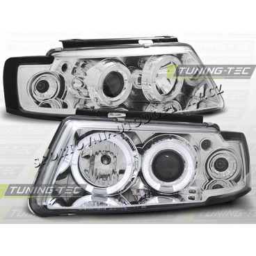 VW PASSAT B5 (3B) 1996–00 KLARES VORDERE LICHT ANGEL EYES CHROM VW PASSAT B5 (3B) 1996–00 KLARES VORDERE LICHT ANGEL EYES CHROM