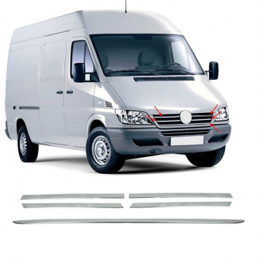 Edelstahl-Frontgrillstreifen Omtec Mercedes Sprinter W901 1995-2006 Edelstahl-Frontgrillstreifen Omtec Mercedes Sprinter W901 1995-2006