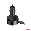 Autoladegerät mit einziehbarem Kabel Typ C + USB-C 12V 24V 60W AMIO-04368