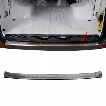 Edelstahl-Heckstoßstangenschwelle Omtec Mercedes Sprinter B907 B910 2018-2023 schwarz poliert Edelstahl-Heckstoßstangenschwelle Omtec Mercedes Sprinter B907 B910 2018-2023 schwarz poliert