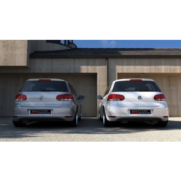 Diffusor für die Heckstoßstange des VW Golf 6, schwarz glänzender ABS-Kunststoff mit 1 oder 2 Aussparungen Diffusor für die Heckstoßstange des VW Golf 6, schwarz glänzender ABS-Kunststoff mit 1 oder 2 Aussparungen