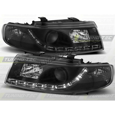 SEAT LEON/TOLEDO 1999-04 FRONT CLEAR LIGHTS DAYLIGHT LED BLACK SEAT LEON/TOLEDO 1999-04 FRONT CLEAR LIGHTS DAYLIGHT LED BLACK