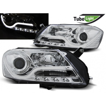 VW Passat B7 10.10-10.14 klare Frontleuchten, LED-Röhrenlicht, Chrom