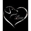 Selbstklebende Metall-Dekoration LOVE DOG 64x70 mm