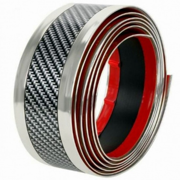 Selbstklebende Zierleiste Carbon mit Chromkante 1 m x 50 mm