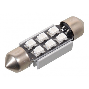 Leuchtmittel 6 SMD LED 12V suf. SV8.5 38mm mit Widerstand CAN-BUS blau