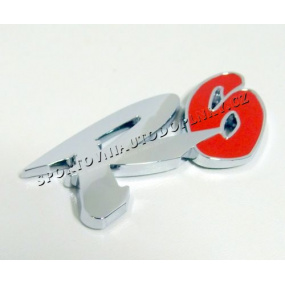 Plastový chrom znak s podlepením R6 70X32 mm