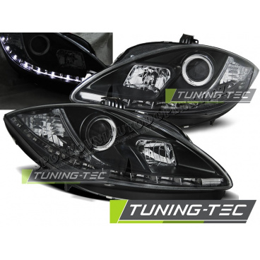 Klare Vorderleuchten für den Seat Leon 2009–13, Tageslichtschwarz Klare Vorderleuchten für den Seat Leon 2009–13, Tageslichtschwarz