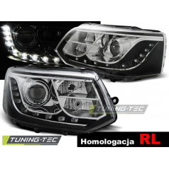 VW T5 2010- FRONT KLARE LICHTER DAYLIGHT LED SCHWARZ HOMOLOGATION RL