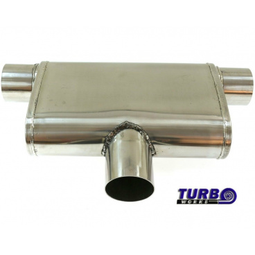 TurboWorks-Doppelsportauspuff (1 Einlass / 2 seitliche Auslässe) 76 mm