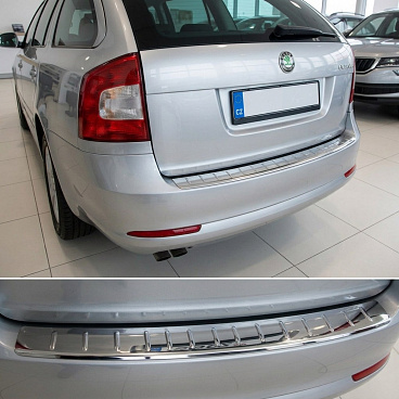 Edelstahl polierte Heckstoßstangenabdeckung OMTEC Škoda Octavia II Facelift Combi 2004-13