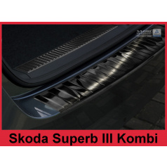 Edelstahlabdeckung – schwarzer Schutz der Schwelle der hinteren Stoßstange Škoda Superb III Kombi 2015+