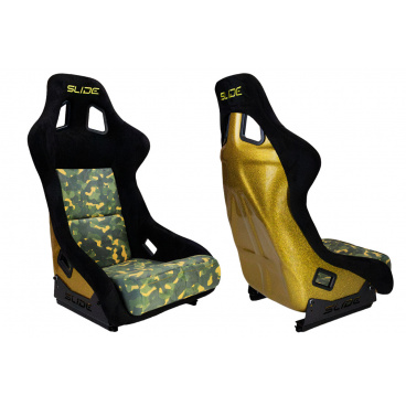 Sportstuhl SLIDE KS2 Premium Camouflage Dunkelgrün Velur & Gelber Glitzer Sportstuhl SLIDE KS2 Premium Camouflage Dunkelgrün Velur & Gelber Glitzer